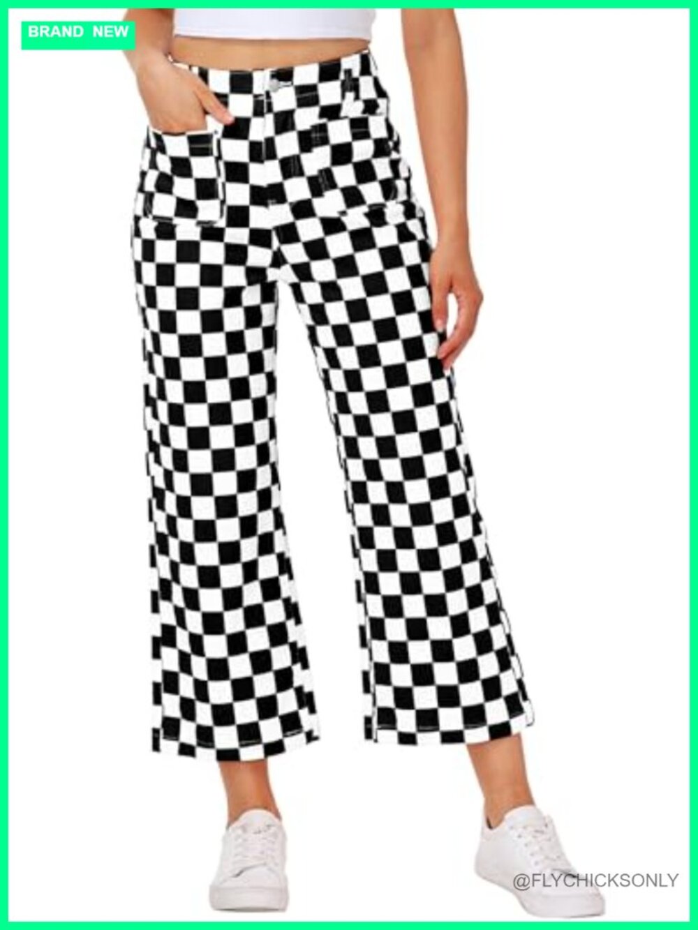 High Waisted Cropped Jeans Straight Leg Stretchy Denim Pants Pockets